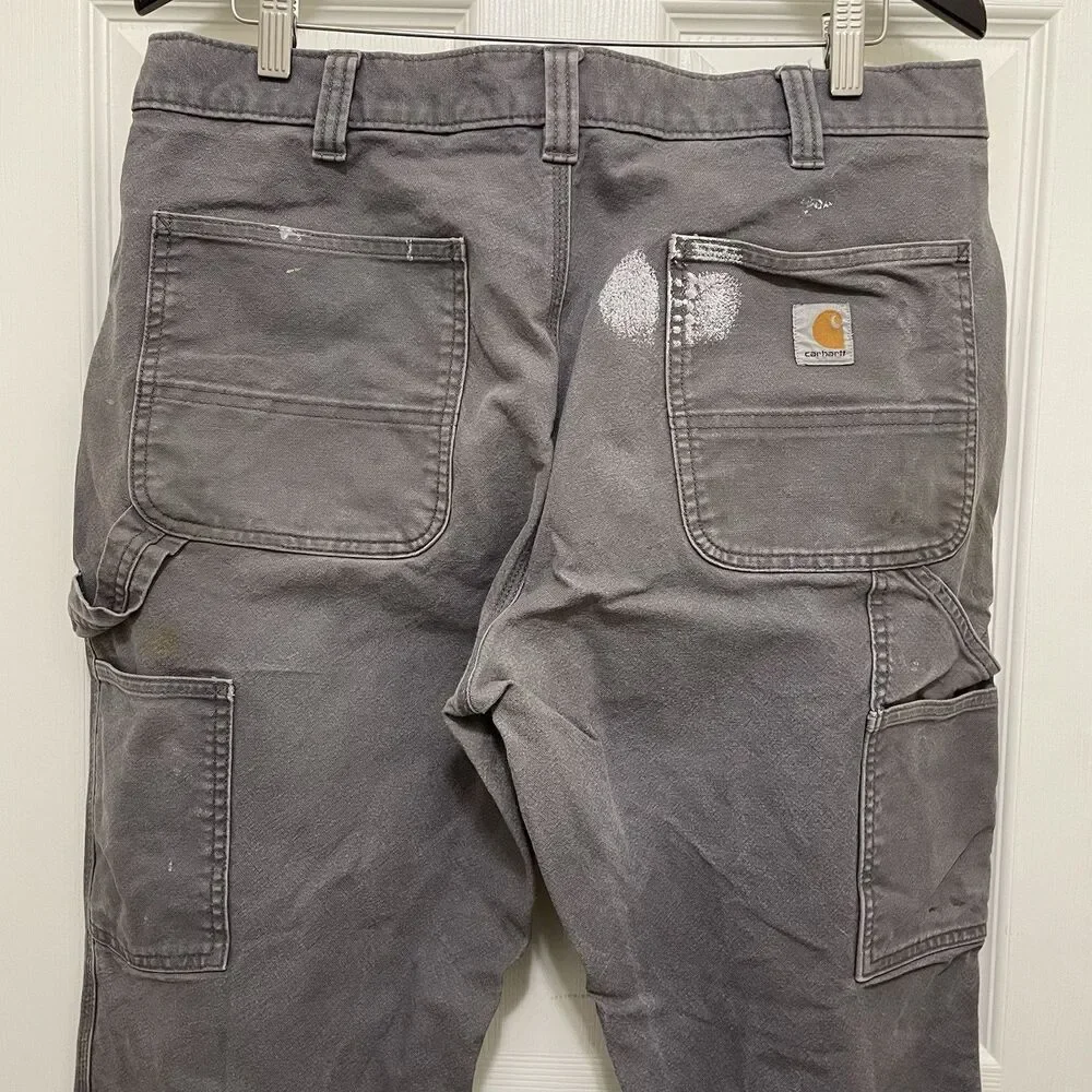 Carhartt Rugged Flex Relaxed Fit Duck Utility Work Pant Distressed 36‎ X 30 Gray